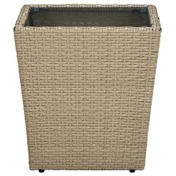 Poly Rattan and Tempered Glass Tea Table 41.5x41.5x44cm - Complete Storage Solutions