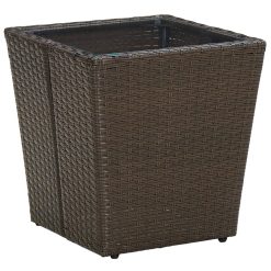 Poly Rattan and Tempered Glass Tea Table 41.5x41.5x44cm - Complete Storage Solutions