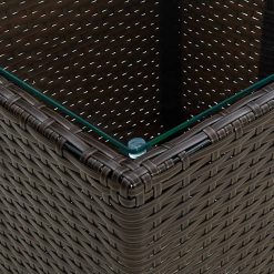 Poly Rattan and Tempered Glass Tea Table 41.5x41.5x44cm - Complete Storage Solutions