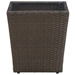 Poly Rattan and Tempered Glass Tea Table 41.5x41.5x44cm - Complete Storage Solutions