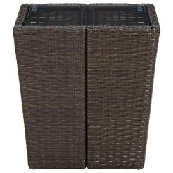 Poly Rattan and Tempered Glass Tea Table 41.5x41.5x44cm - Complete Storage Solutions