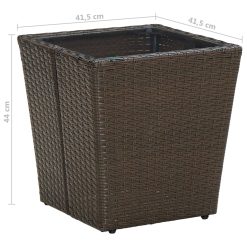 Poly Rattan and Tempered Glass Tea Table 41.5x41.5x44cm - Complete Storage Solutions