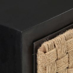 3 Drawer Solid Mango Wood Sideboard 60x35x70cm - Black & Brown - Complete Storage Solutions