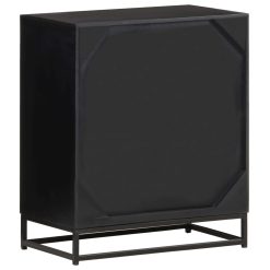 3 Drawer Solid Mango Wood Sideboard 60x35x70cm - Black & Brown - Complete Storage Solutions