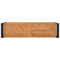 120cm Solid Teak Wood Bench - Black Legs - Complete Storage Solutions