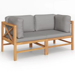 2-seater Solid Teak Wood Garden Bench with Cushions - Complete Storage Solutions