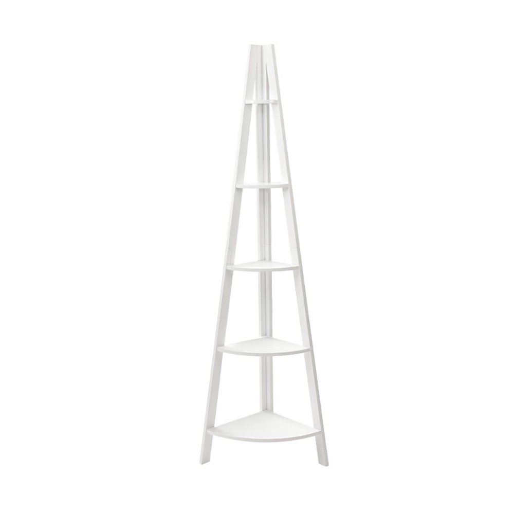 5 Tier Corner Ladder Display Shelf White Complete Storage Solutions