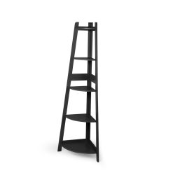 5 Tier Corner Shelf 37x37x153cm - Black