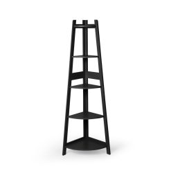 Alternative view of 5 Tier Corner Shelf 37x37x153cm - Black