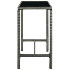 Poly Rattan and Glass Garden Bar Table 130x60x110cm - Complete Storage Solutions