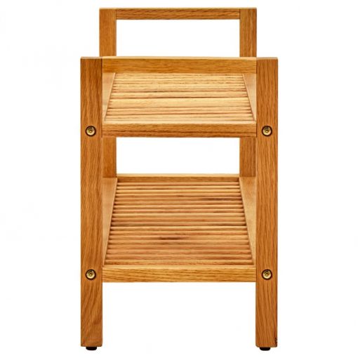 2 Shelves Solid Oak Wood Shoe Rack 100x27x40cm - Image 3
