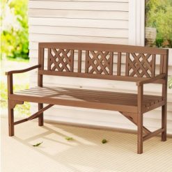 3 Seat Wooden Garden Bench 142x62x88cm