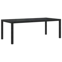 Tempered Glass and Poly Rattan Garden Table 190x90x75cm - Complete Storage Solutions