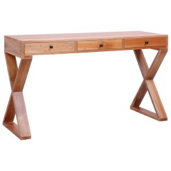 Solid Mahogany Wood Computer Desk 115x47x77cm - Natural