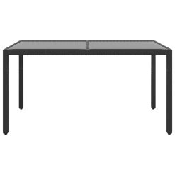 Tempered Glass and Poly Rattan Garden Table 150x90x75cm - Complete Storage Solutions