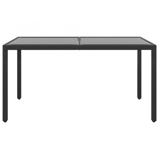 Tempered Glass and Poly Rattan Garden Table 150x90x75cm - Image 2