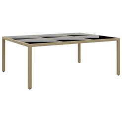 Tempered Glass and Poly Rattan Garden Table 200x150x75cm - Complete Storage Solutions