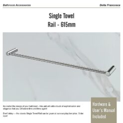 Classic Chrome 615mm Single Towel Rail - Complete Storage Solutions