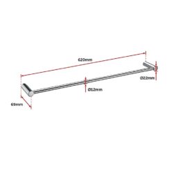 Classic Chrome 615mm Single Towel Rail - Complete Storage Solutions