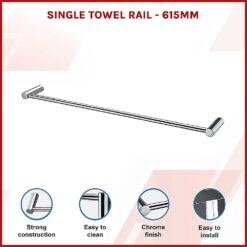 Classic Chrome 615mm Single Towel Rail - Complete Storage Solutions