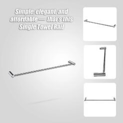 Classic Chrome 615mm Single Towel Rail - Complete Storage Solutions