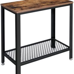 Alternative view of 2-Tier Industrial Style Side Table - Rustic Brown & Black