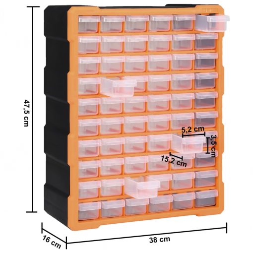 Multi-drawer Organiser with 60 Drawers 38x16x47.5cm - Image 9