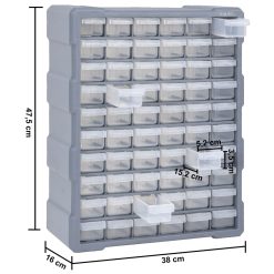 Multi-drawer Organiser with 60 Drawers 38x16x47.5cm - Complete Storage Solutions