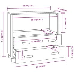 Solid Pinewood Sideboard 85x35x80cm - Complete Storage Solutions