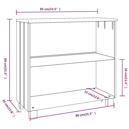 Solid Pinewood Sideboard 85x35x80cm - Image 13
