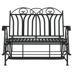 114cm Steel 2-Seater Glider Bench - Black - Complete Storage Solutions