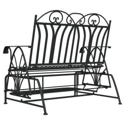114cm Steel 2-Seater Glider Bench - Black - Complete Storage Solutions