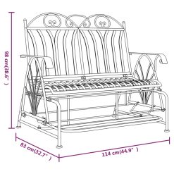 114cm Steel 2-Seater Glider Bench - Black - Complete Storage Solutions