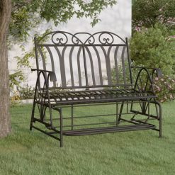 114cm Steel 2-Seater Glider Bench - Black