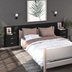 2 Piece Wall Bedside Cabinet Set 48.5x32.5x80cm - Complete Storage Solutions