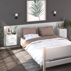 2 Piece Wall Bedside Cabinet Set 48.5x32.5x80cm - Complete Storage Solutions