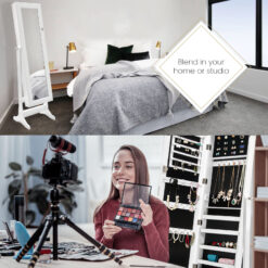 2 Drawer Mirror Jewellery Cabinet 41x37x146cm - Complete Storage Solutions