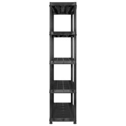5-Tier Plastic Storage Shelf 255x40x185cm - Black - Complete Storage Solutions