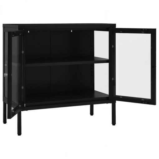 Steel and Glass Sideboard 70x35x70cm - Black - Image 6