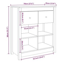 Solid Pinewood Sideboard 70x35x80cm - Complete Storage Solutions