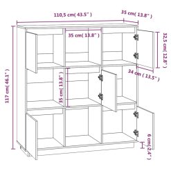 Solid Pinewood Highboard 110.5x35x117cm - Complete Storage Solutions