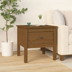 2 Piece Solid Pinewood Side Table Set 50x50x49cm - Complete Storage Solutions