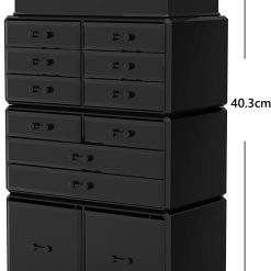 12 Drawer Cosmetic Storage Display Box - Black - Complete Storage Solutions