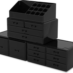 12 Drawer Cosmetic Storage Display Box - Black - Complete Storage Solutions
