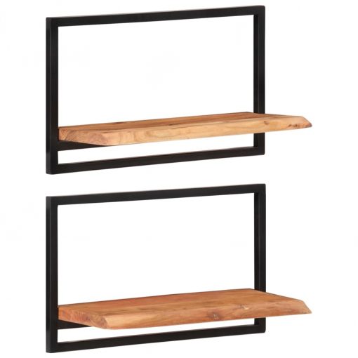 2 Piece Acacia Wood Wall Shelves Set 60x25x35cm - Image 9