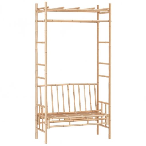 116cm Bamboo Garden Bench with Pergola - Image 2