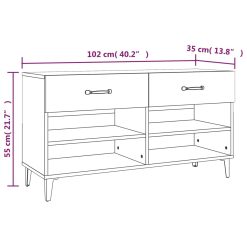 Shoe Cabinet 102x35x55cm - Smoked Oak - Complete Storage Solutions