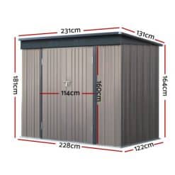 Steel Garden Shed 231x131x181cm - Complete Storage Solutions