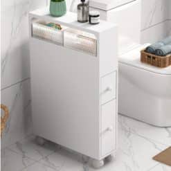 Toilet Caddy with Storage Drawers 50x16x73cm - White