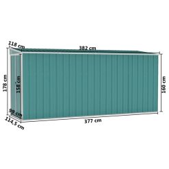 Wall-mounted Steel Garden Shed 118x382x178cm - Complete Storage Solutions